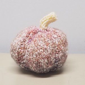 Handmade Knitted Fall Gourmet Ivory Mimosa Medium Pumpkin Décor